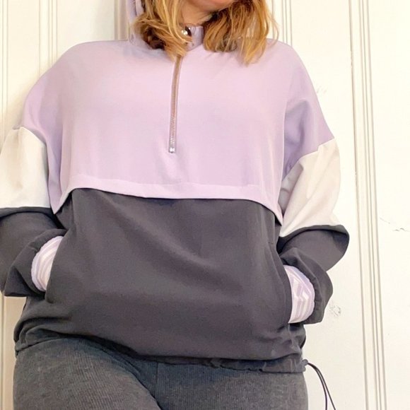 💚 NWOT Avia Hoodie Half Zip Purple Gray White Lar - Picture 1 of 5